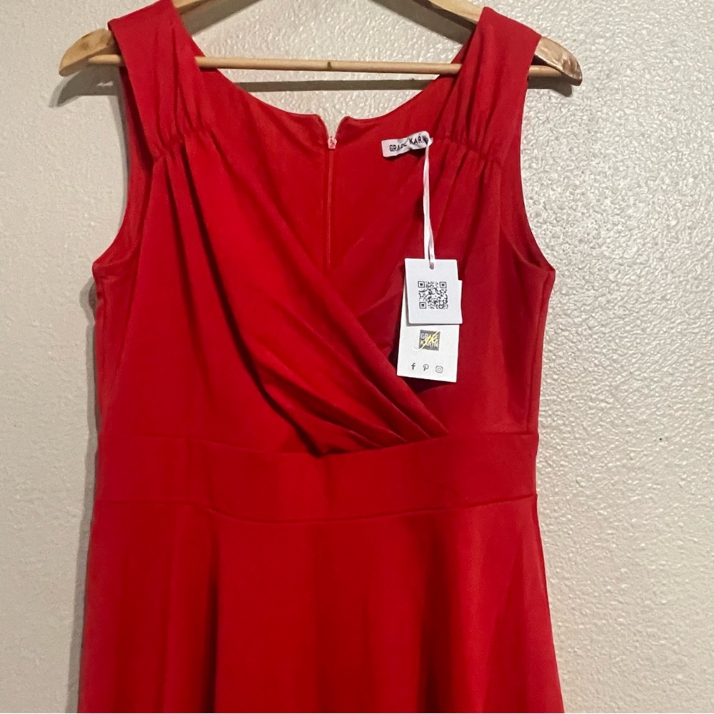 GRACE KARIN Sleeveless Wrap V-Neck A-line Bridesmaid Cocktail Party Dress - Picture 7 of 12